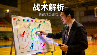 体育赛事战术分析视频缩略图 - 教练讲解战术板